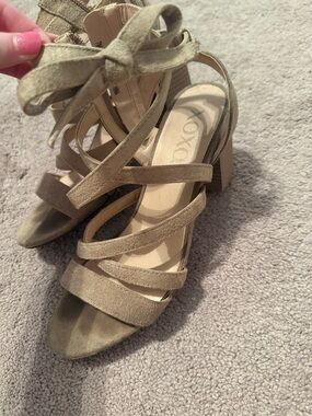 XOXO Tan Strappy Block Heel Sandals